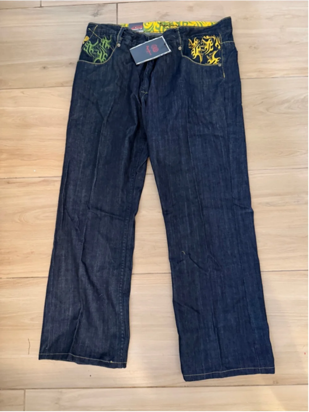 NEW Mens Vintage Pepe Jeans London UK Y2K Graphic Embroidered 38/31 $78 - Picture 2 of 6
